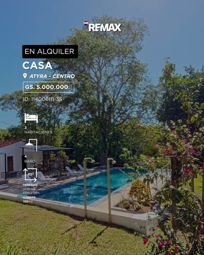 ALQUILO HERMOSA CASA QUINTA EN ATYRA 