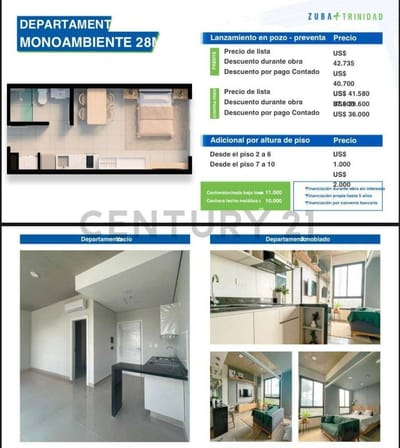 VENDO DEPARTAMENTO MONOAMBIENTE ZUBA TRINIDAD