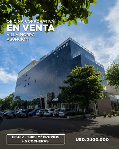 Vendo Oficina Corporativa de 1.089 M2 con 5 cocheras en  Villa Morra