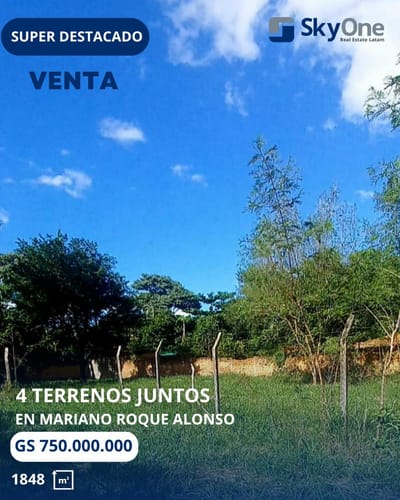 VENDO 4 TERRENOS JUNTOS EN  MARIANO ROQUE ALONSO 