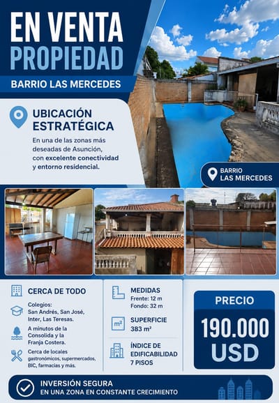 VENDO PROPIEDAD CON UBICACIÓN ESTRATÉGICA EN BARRIO LAS MERCEDES  
