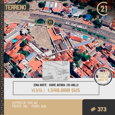 Inmueble # 373 TERRENO SOBRE AVENIDA 2DO ANILLO