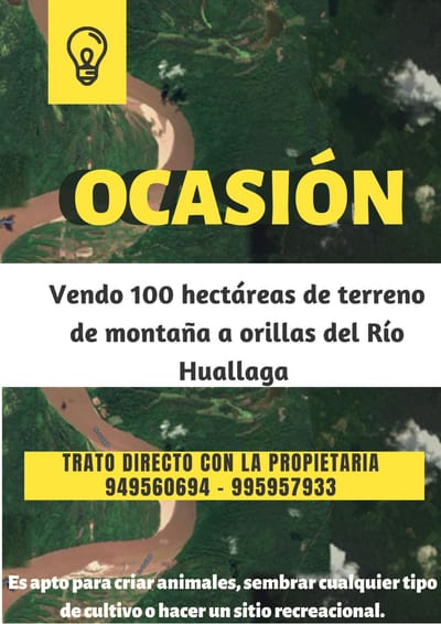 VENDO TERRENO A ORILLAS DEL RÍO HUALLAGA