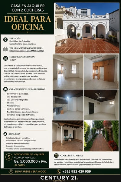 Casa En Alquiler Con 2 Cocheras | Ideal Para Oficina
