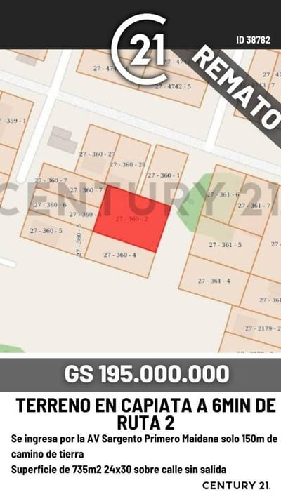 VENDO TERRENO EN CAPIATA - BARRIO SANTA LIBRADA