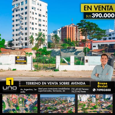 TERRENO SOBRE AVENIDA, 1ER ANILLO