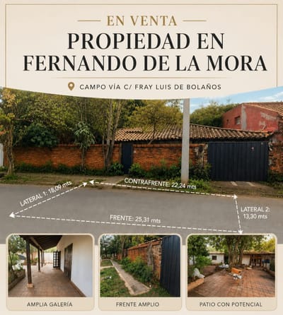 VENDO TERRENO EN FERNANDO DE LA MORA Z/ NORTE!!