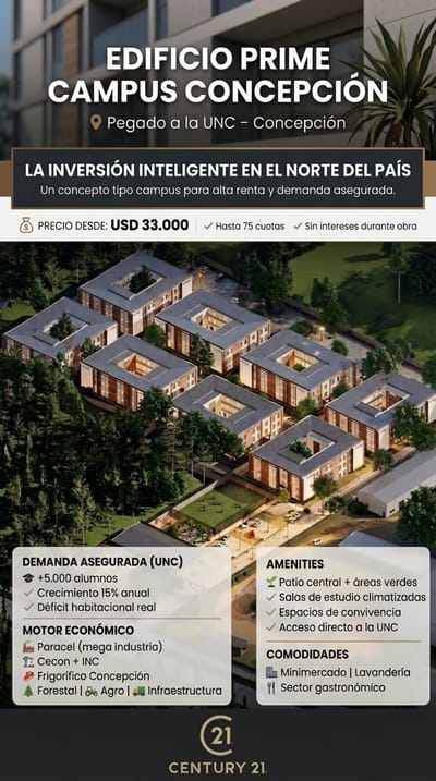 En venta – Departamentos Monoambientes en pozo | Prime Campus Concepción