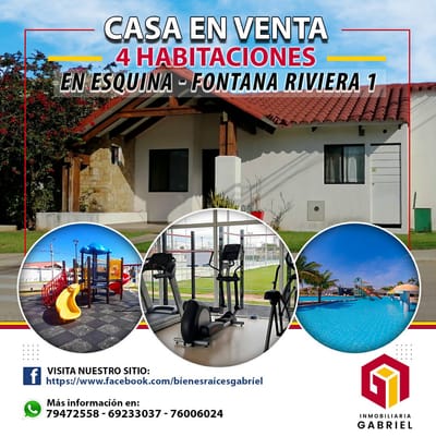 Casa en Esquina en Condominio Fontana La Riviera 1 cerca de las áreas sociales