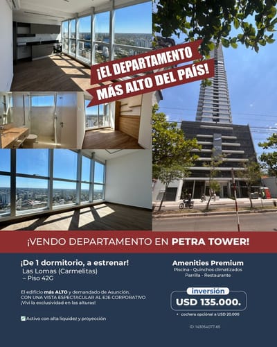 Vendo departamento en el edif. más alto de Asuncion 