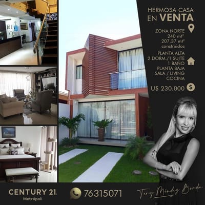 CASA EN VENTA UBICADA EN ZONA ESTRATÉGICA, AL NORTE DE SANTA CRUZ