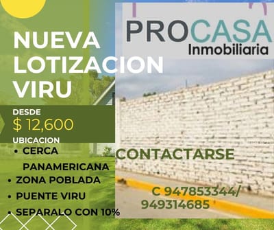 ¡¡ocasion Vendo Lote En Viru, Sector  Villa California¡¡