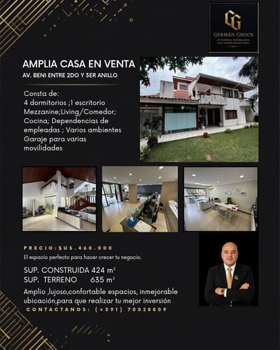 LUJOSA MANSION EN VENTA, INVERSION INTELIENTE,AV BENI Y 2DO ANILLO
