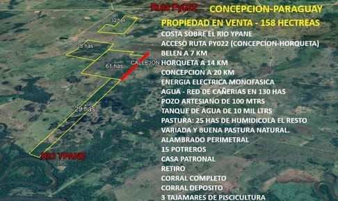 "Finca Mixta en Belén: 157 Hectareas, cerca del Río Ypané"