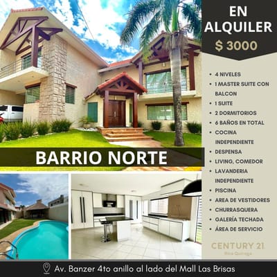 Casa De Lujo En Venta- Cond. Barrio Norte 4to Anillo Norte