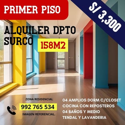 Alquilo Departamento en Surco 158M²