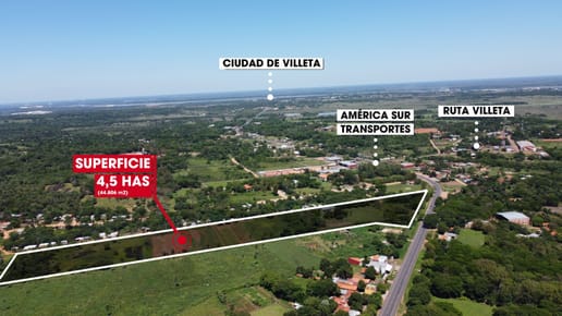En Venta Terreno De 4,5 Hectáreas (44.806 M2) Sobre Asfalto Villeta–guarambaré.
