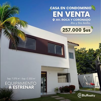 CASA EN VENTA EN CONDOMINIO EXCLUSIVO. Roca y Coronado