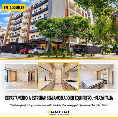 Departamento de 2 suites semiamoblado en Equipetrol