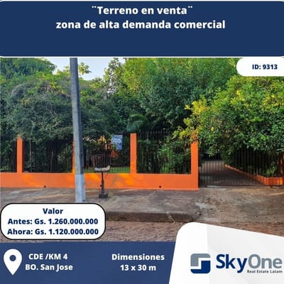 VENDO TERRENO COMERCIAL KM4 CIUDAD DEL ESTE