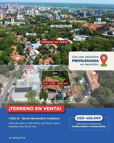   Vendo terreno en el Barrio Bernardino Caballero   