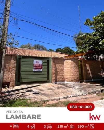 En Venta hermosa Casa en una planta Lambare.