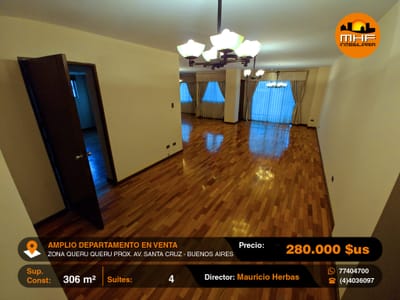 TIPO PENTHOUSE EN VENTA 305 M2 ZONA QUERU QUERU