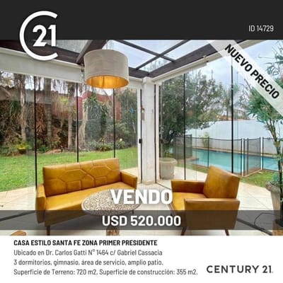 VENDO CASA ESTILO SANTA FE A 2 CUADRAS DE PRIMER PRESIDENTE