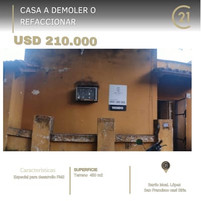 Venta de casa a demoler o refaccionar