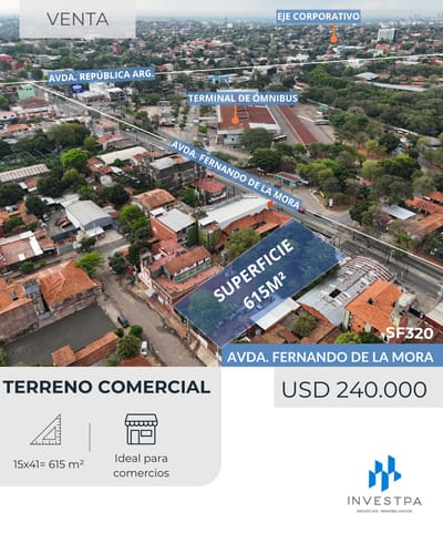 Venta de propiedad zona altamente comercial Terminal de Autobuses de Asunción