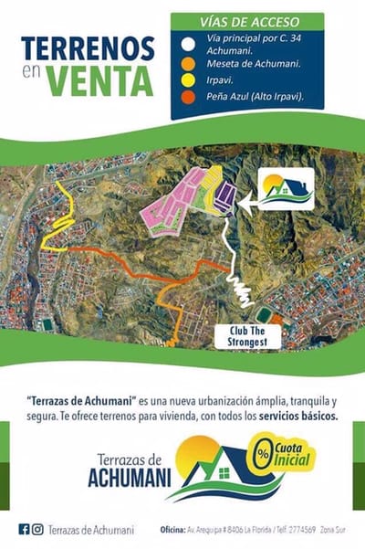 TERRAZAS DE ACHUMANI ofrece terrenos de 300m2 desde 42.000 dólares a credito.