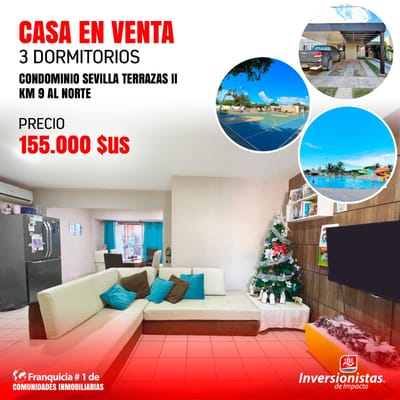 CASA EN VENTA COND. SEVILLA TERRAZAS 2 - ZONA NORTE