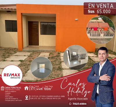CASA EN VENTA Z/VILLA 1ERO DE MAYO 8VO ANILLO