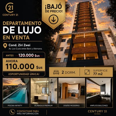 Departamento de 2 dormitorios en venta - Av. Los Cusis