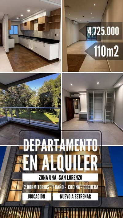 ALQUILO DEPARTAMENTO A ESTRENAR EN SAN LORENZO UNA
