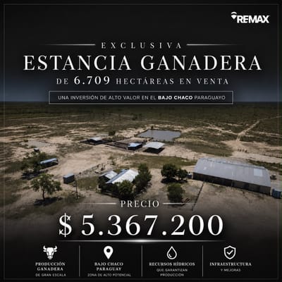 EXCLUSIVA ESTANCIA GANADERA DE 6.709 HECTÁREAS EN VENTA