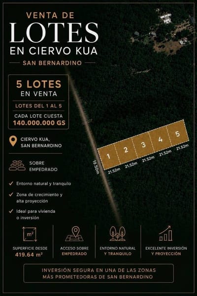 En Venta terreno en San Bernardino - Zona Ciervo Cua