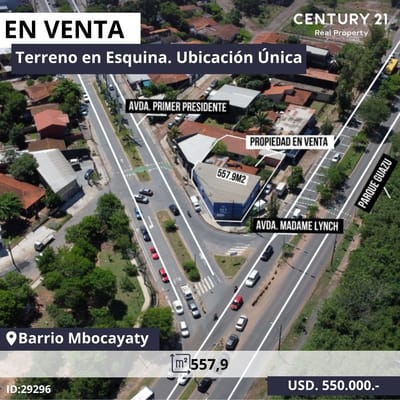 Terreno en Esquina en Asunción 557 M2