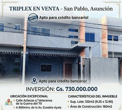 TRIPLEX EN VENTA BARRIO SAN PABLO 