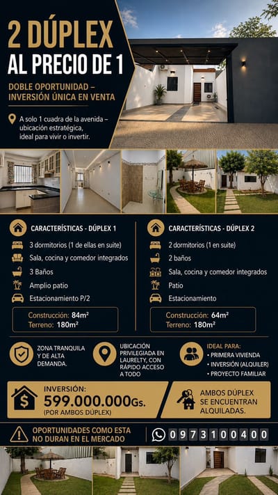 ???? “2 Duplex al precio de 1 - Doble Oportunidad – Inversión Única en Venta”