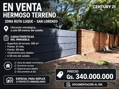 Vendo terreno en Luque Laurelty 