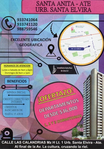 Departamentos en venta SANTA ANITA- ATE