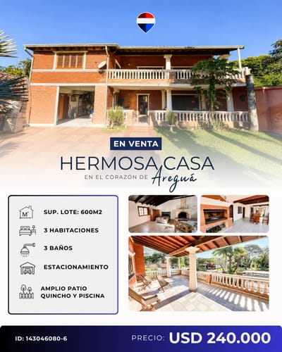 VENDO CASA EN AREGUA. EN EL CENTRO HISTÓRICO!