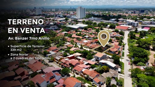 Terreno a 300mts de la av BANZER 7mo anillo