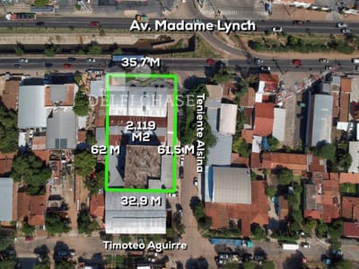 VENDO TERRENO DE 2119M2 S/ AVDA. MADAME LYNCH