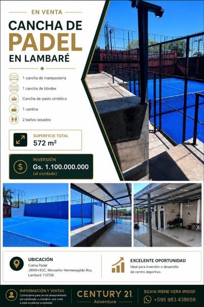 EN VENTA | COMPLEJO DE CANCHAS DE PÁDEL EN LAMBARÉ