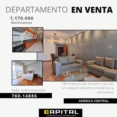 Oferta! Lujoso departamento en venta América Central, Cochabamba