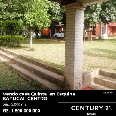 Vendo Casa Quinta en Esquina, Sapucai - Paraguarí