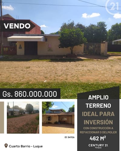 TERRENO EN VENTA IDEAL PARA INVERSIÓN – CUARTO BARRIO, LUQUE