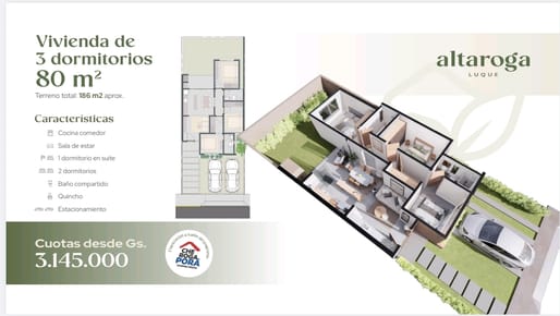 Venta de Casas a Pozo con Financiación Che Róga Porã en Altaroga - Luque